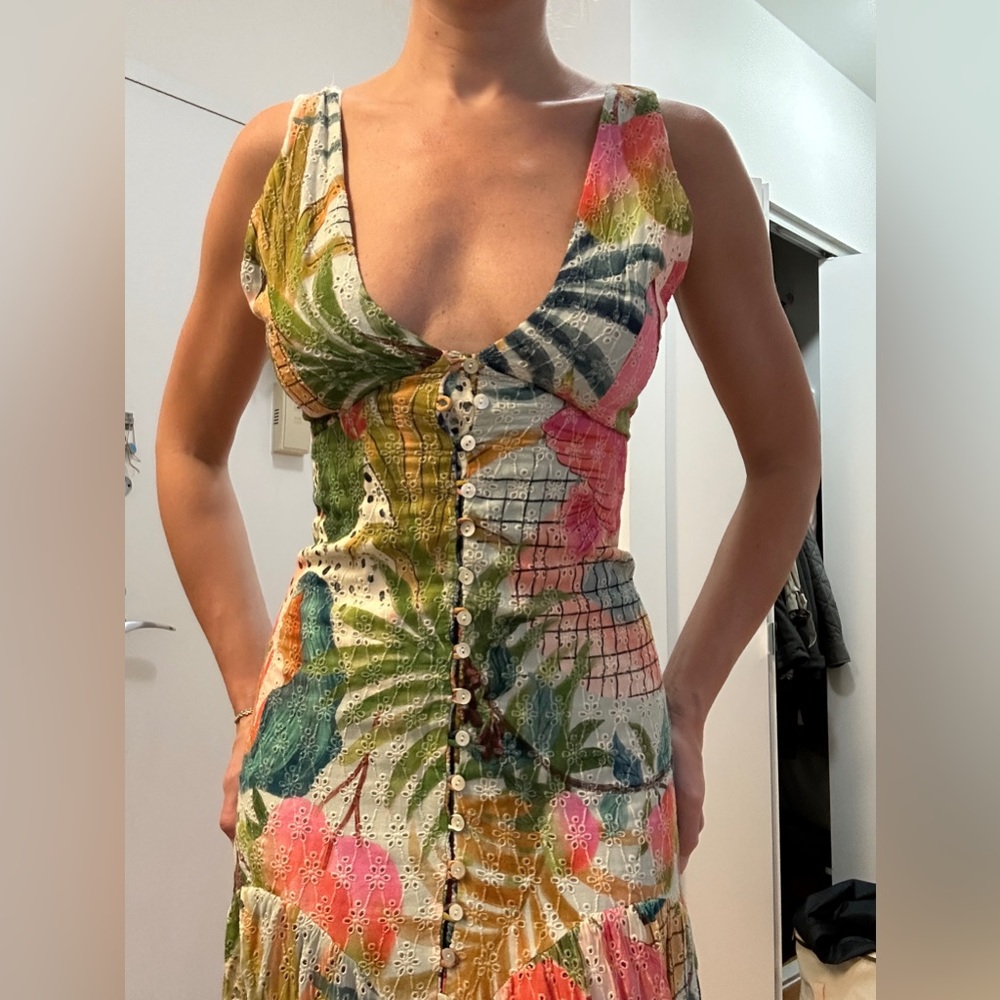 Farm Rio Tropical Floral Eyelet Dress